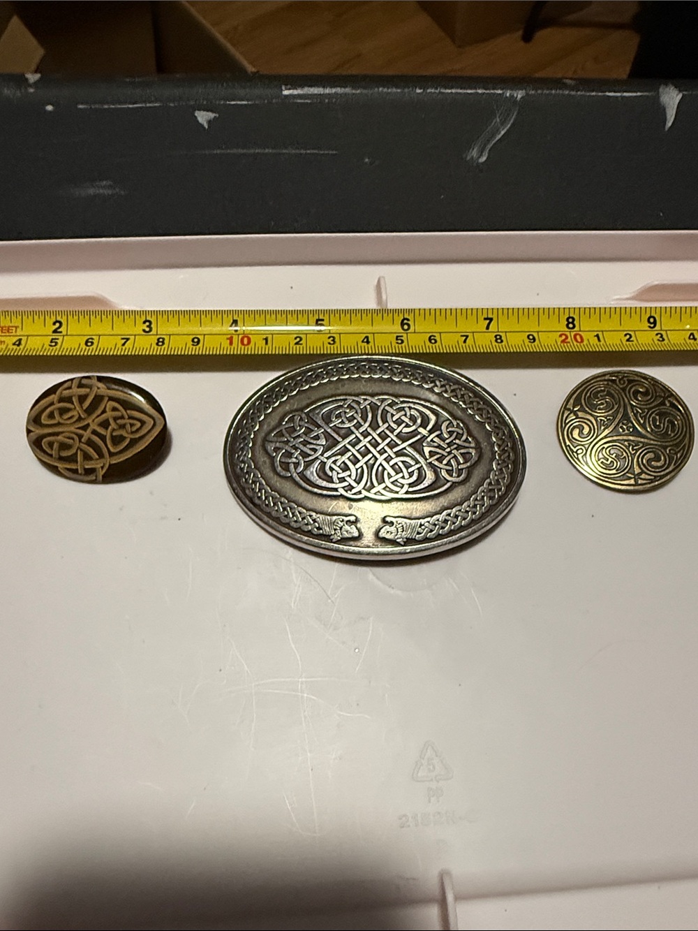 Celtic Knot Metal Belt Buckle with Two Brooches -
